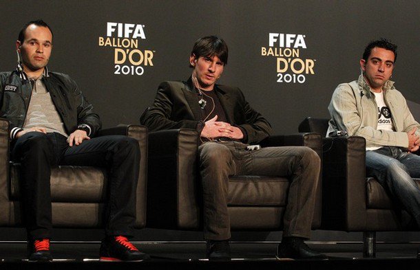 Messi, Xavi, Iniesta tại QBV 2010